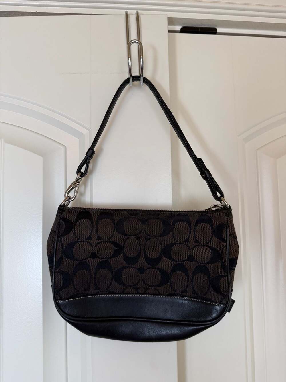 Y2K Vintage Coach Signature Demi Mini Pouch Bag Black/Brown (6094)